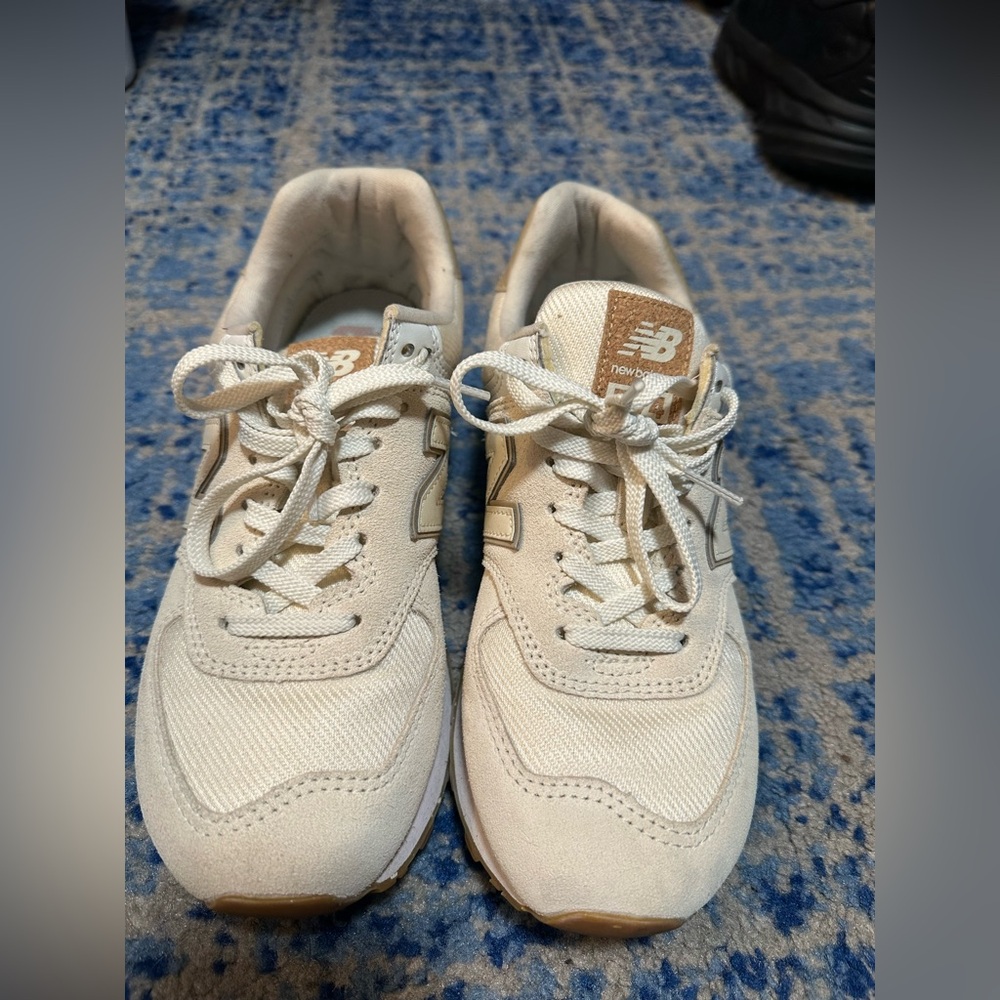 New Balance Cream Lace-Up Sneakers